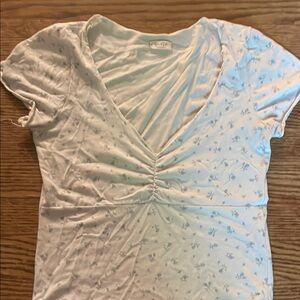 White Ruched Short Sleeve T-Shirt